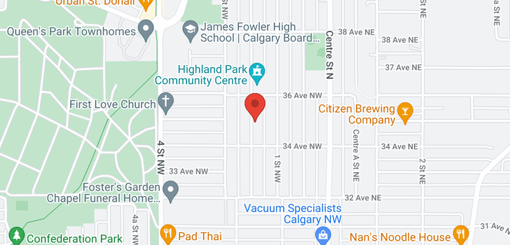map of 3602 2 Street NW